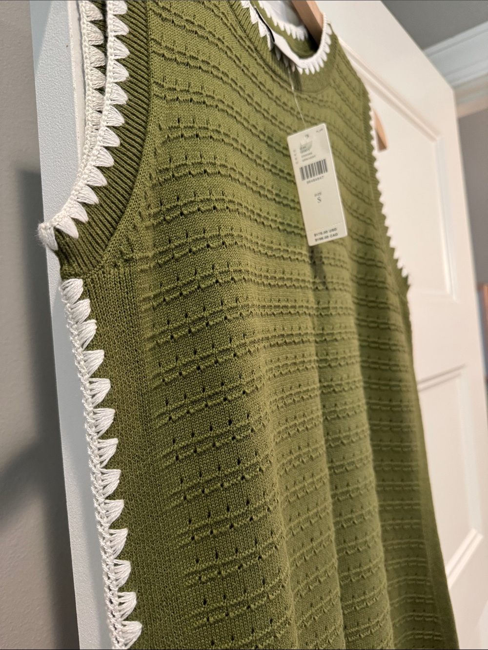 Varley Dwight Tank Knit Dress in Fresh Fern Green with White Trim - Picture 9 of 13